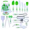 Curious Chef Kids Cooking Utensil Caddy - Durable Dishwasher-Safe & Kid-Safe Utensils - Real Baking Supplies & Kitchen Tools for Budding Chefs - Complete Cooking Tool Set - White/Green, 30 Piece Set